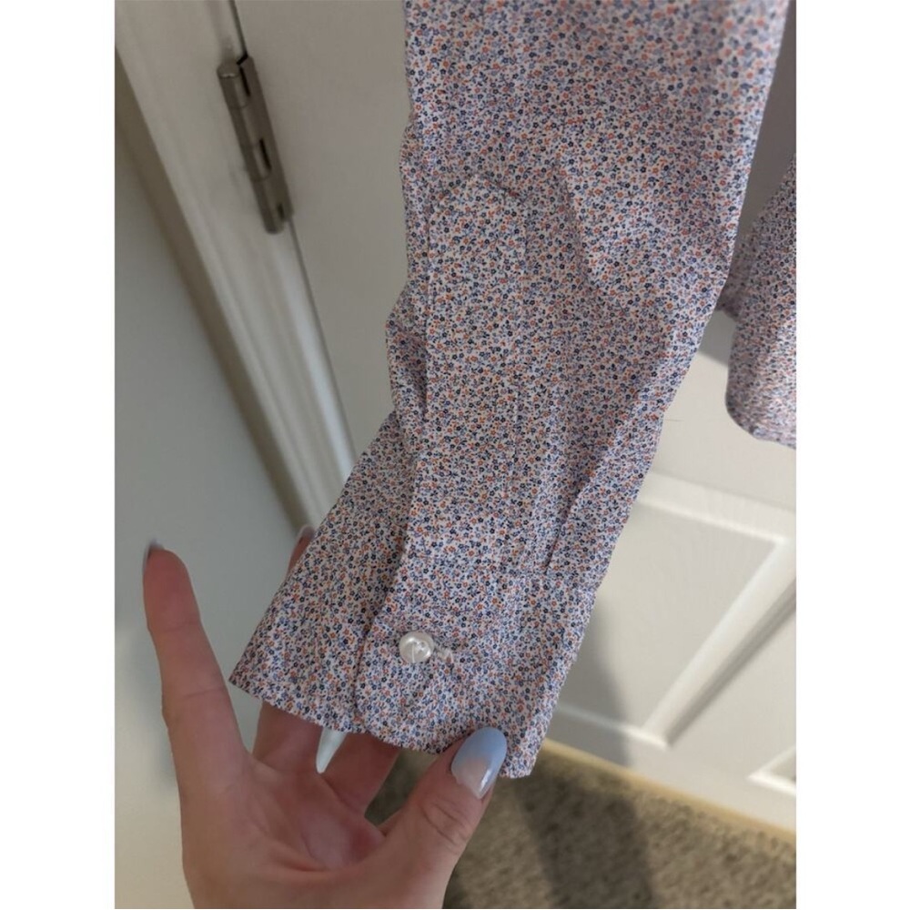 Frank & Eileen Barry Shirt Floral Print Crinkle Cotton Button Down Shirt Size XS - Picture 9 of 13